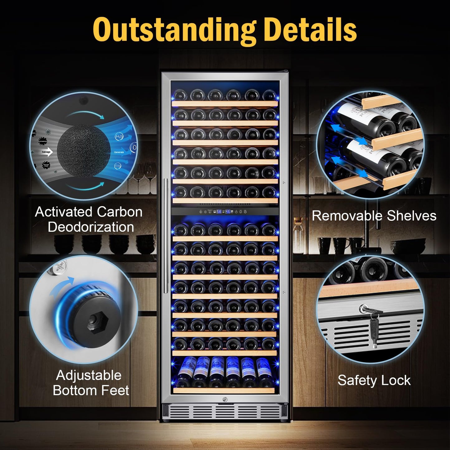 FoMup 24 Inch Wine Cooler 180 Bottle Dual Zone Fridge