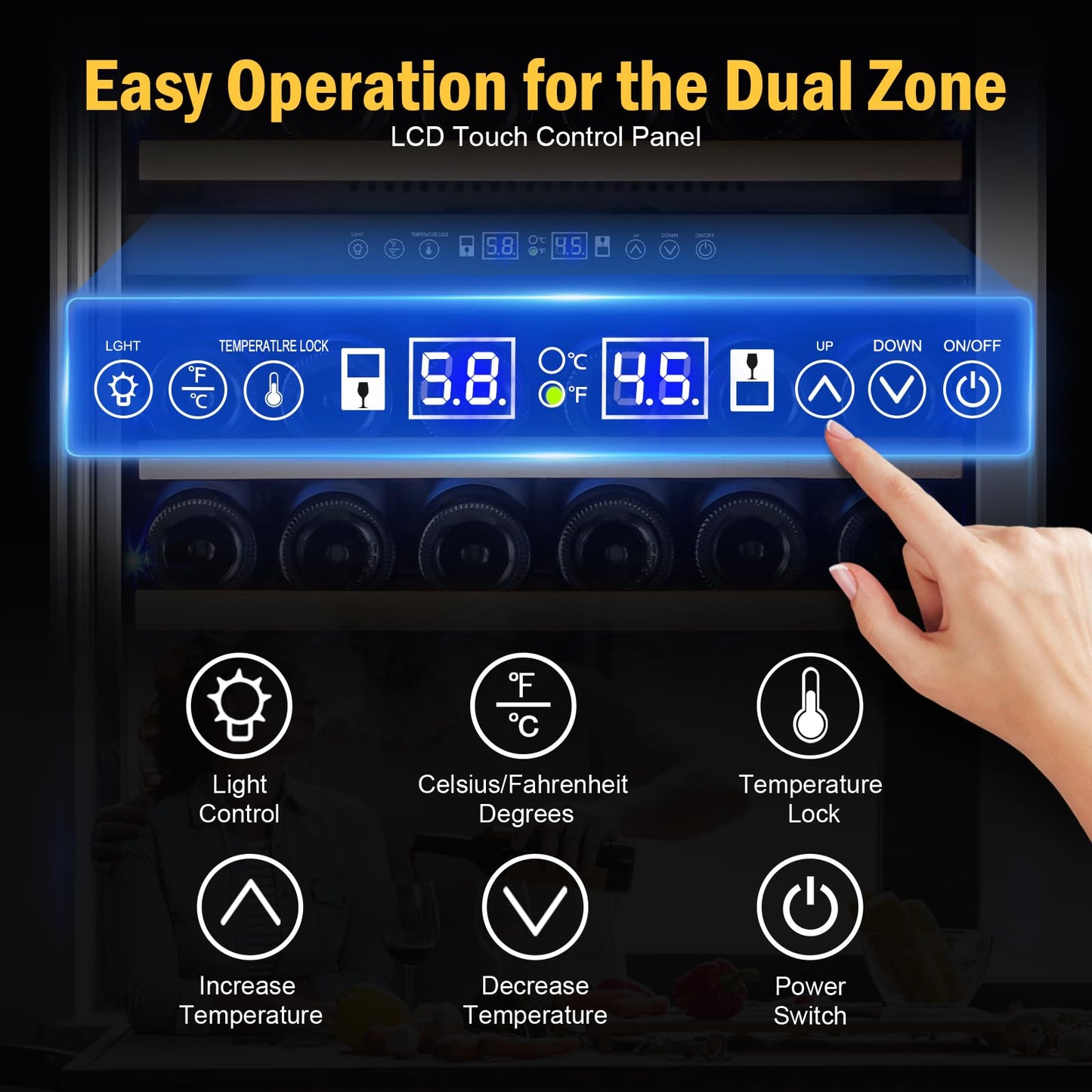 FoMup 24 Inch Wine Cooler 180 Bottle Dual Zone Fridge