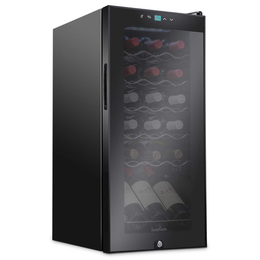 Ivation 18 Bottle Wine Cooler Refrigerator with Lock Black