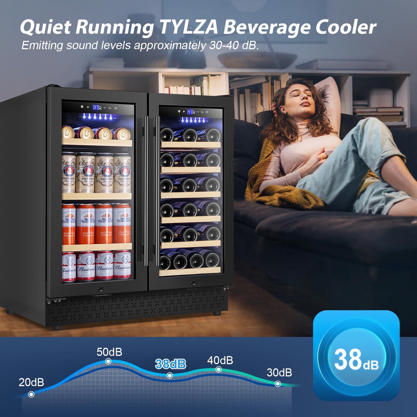 Tylza 30 Inch Wine & Beverage Refrigerator Dual Zone