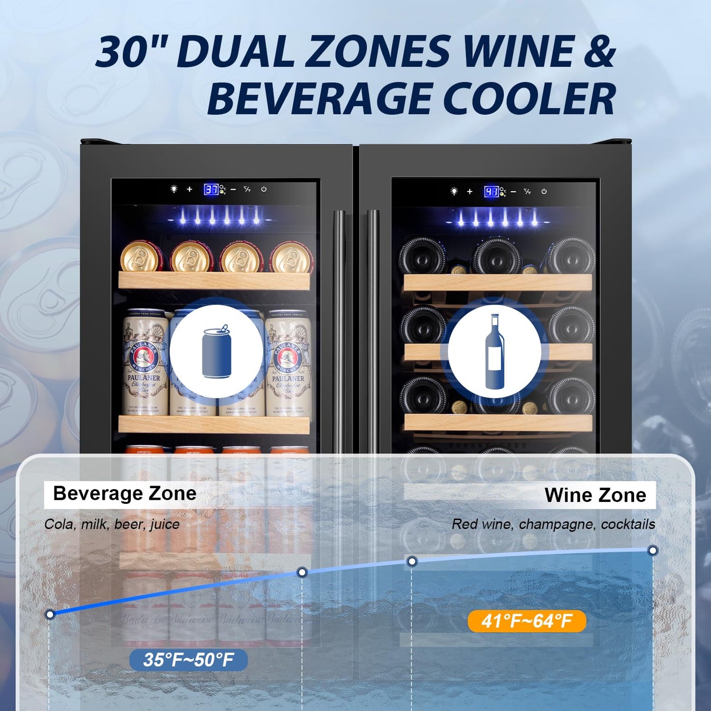 Tylza 30 Inch Wine & Beverage Refrigerator Dual Zone