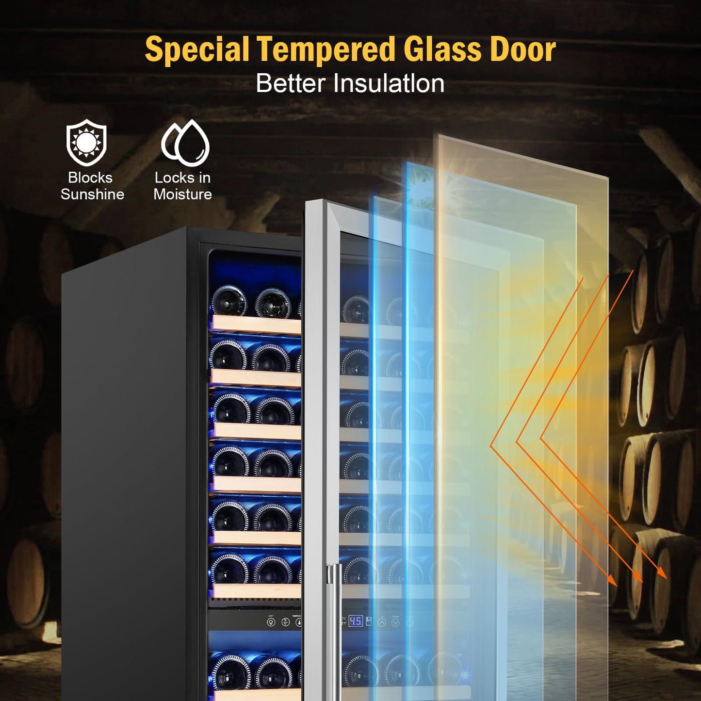 FoMup 24 Inch Wine Cooler 180 Bottle Dual Zone Fridge