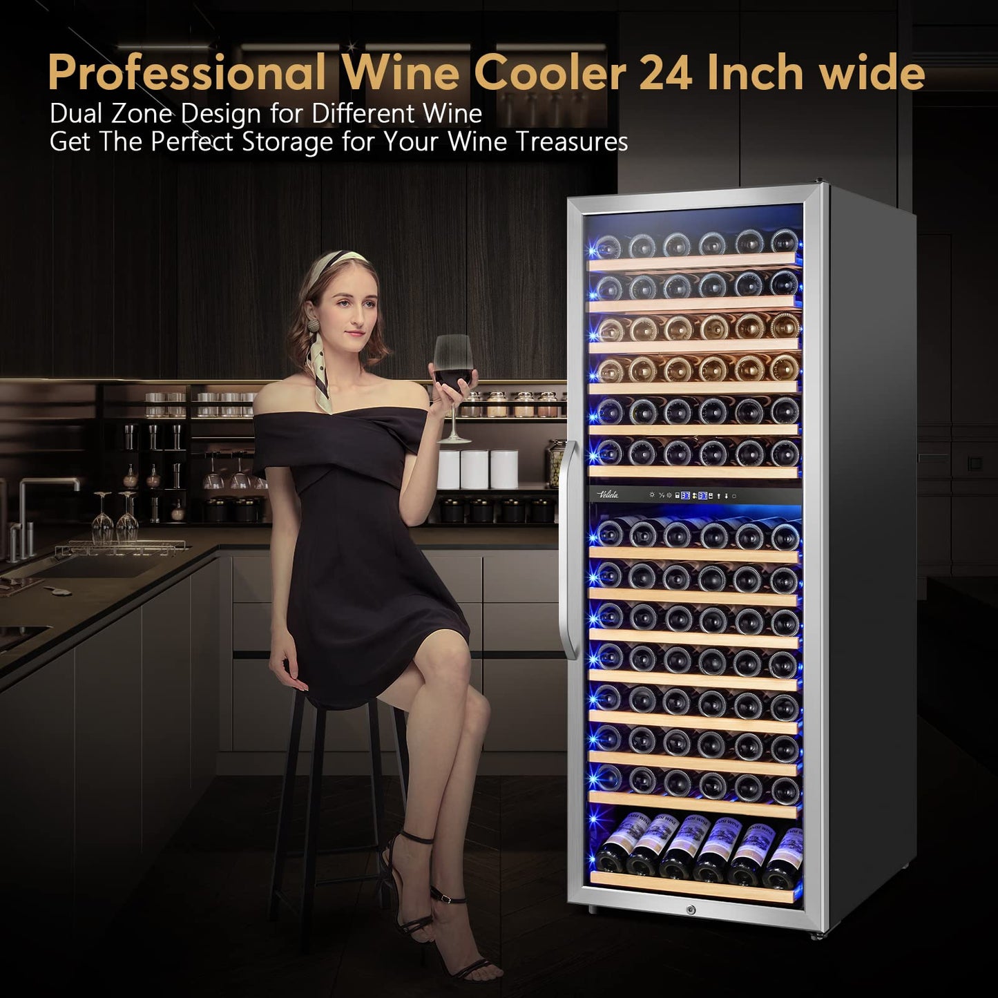 Velieta 24 Inch Dual Zone Wine Cooler Refrigerator