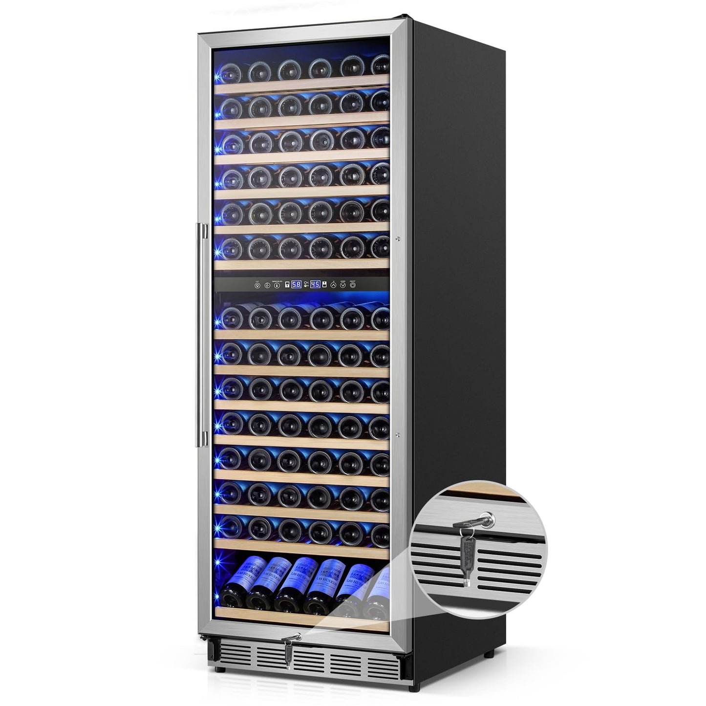 FoMup 24 Inch Wine Cooler 180 Bottle Dual Zone Fridge