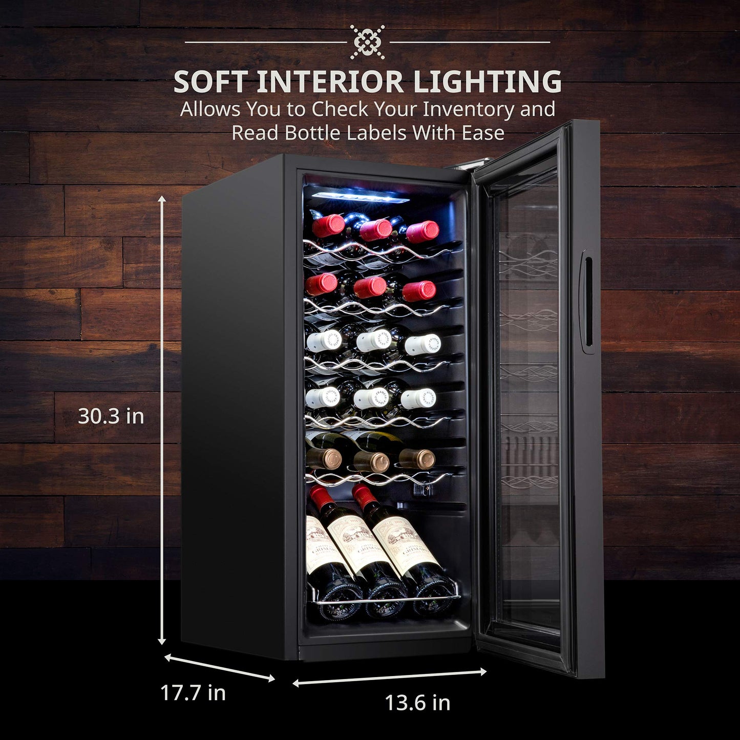 Ivation 18 Bottle Wine Cooler Refrigerator with Lock Black