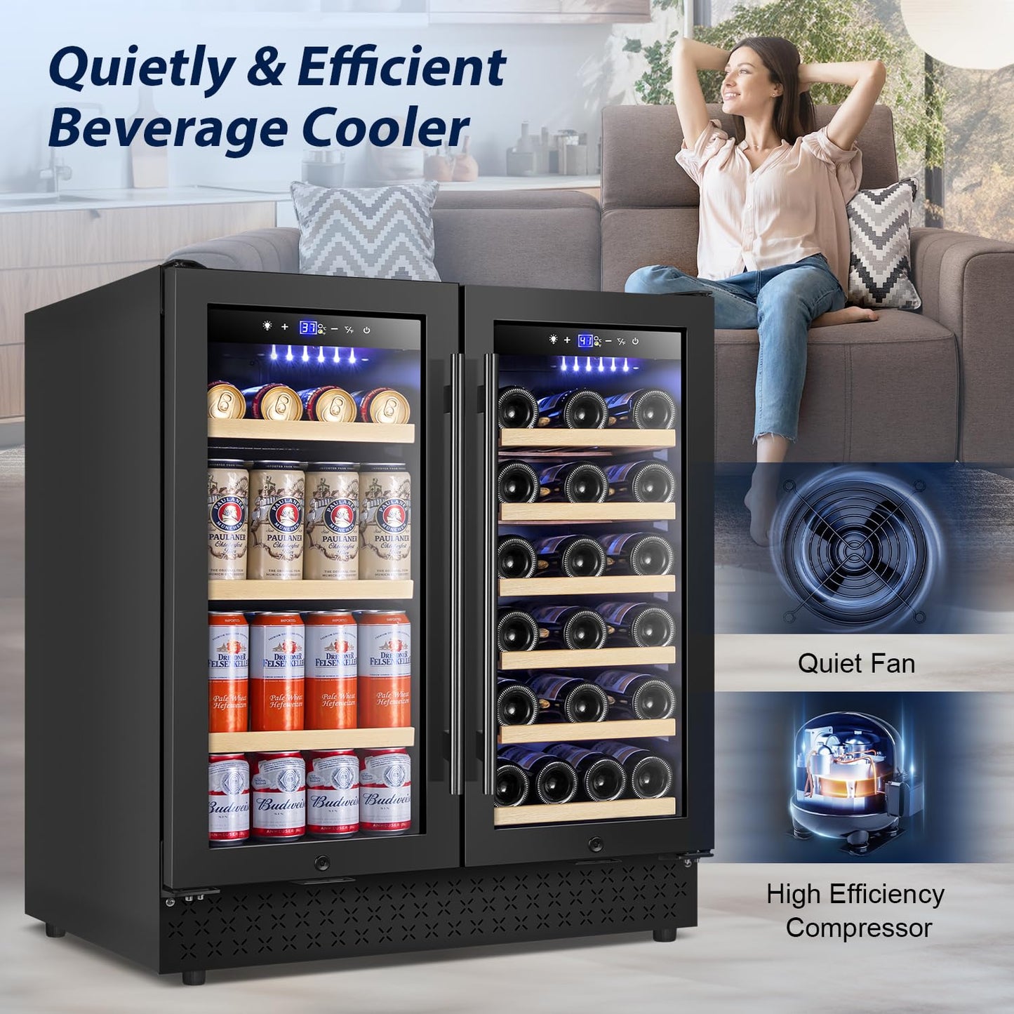 Tylza 30 Inch Wine & Beverage Refrigerator Dual Zone