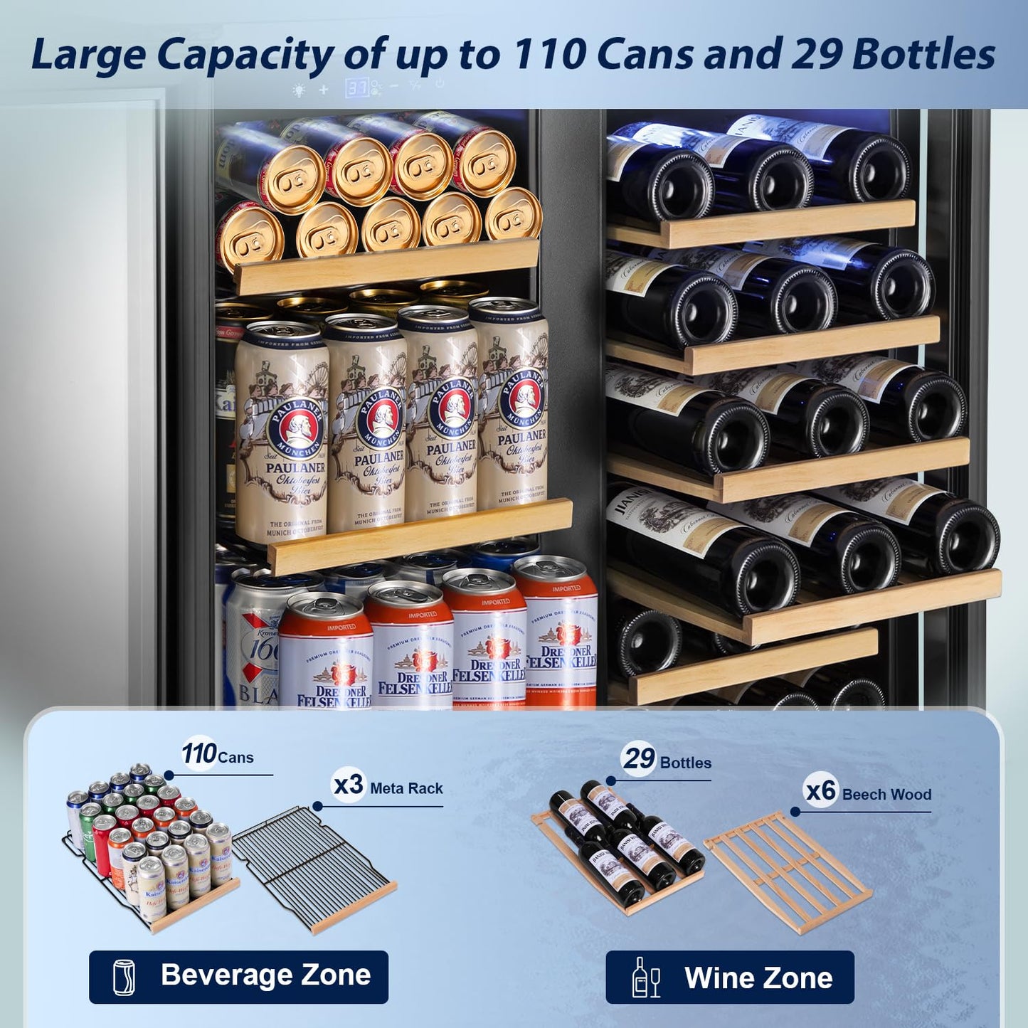 Tylza 30 Inch Wine & Beverage Refrigerator Dual Zone