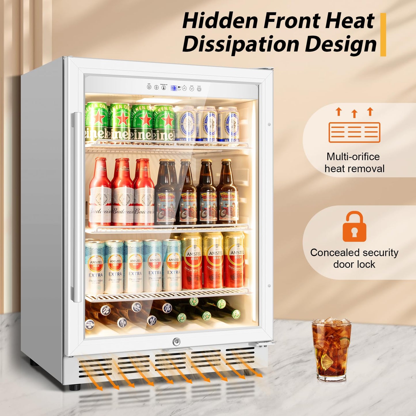 Tylza 24 Inch Beverage Refrigerator 190 Can Drink Cooler