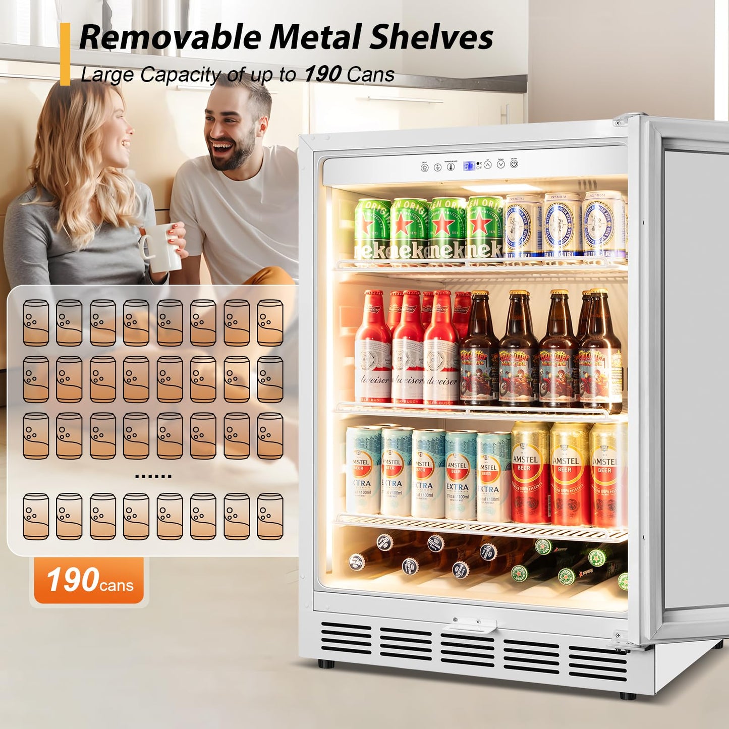 Tylza 24 Inch Beverage Refrigerator 190 Can Drink Cooler